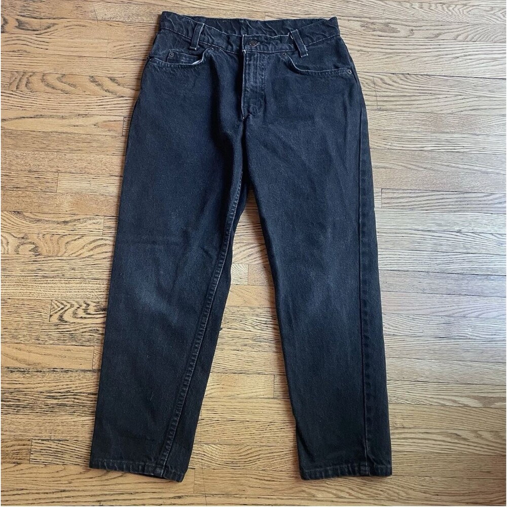 VTG Levis 550 Jeans Womens 29x25 Black Denim Husky Wide Leg Barrel Skater Y2K